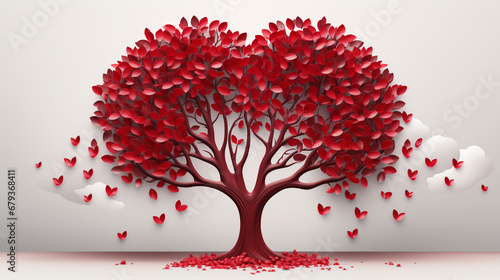 Valentine holiday background with heart shaped tree photo