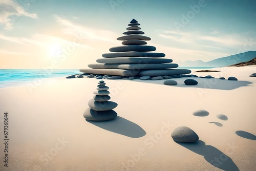 stones on the beach generated by AI technology 