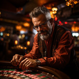 Casino gambler, lucky man, happy