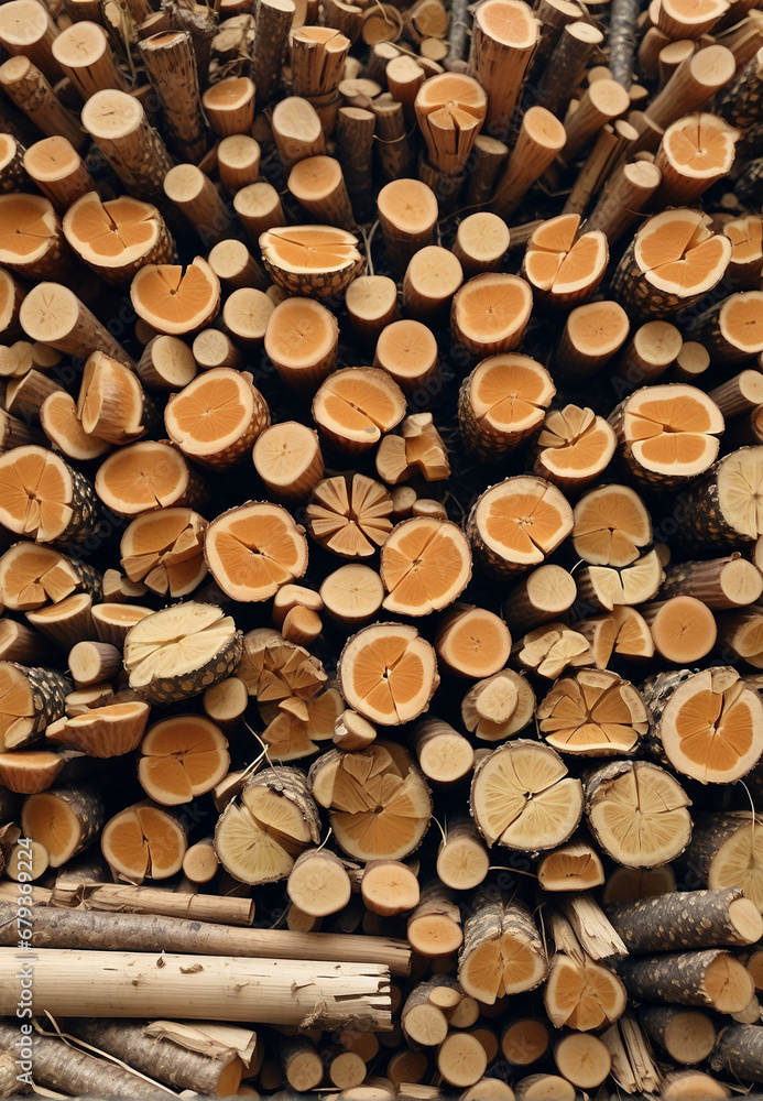 Wall of stacked wood logs as background Wall of stacked wood logs as background