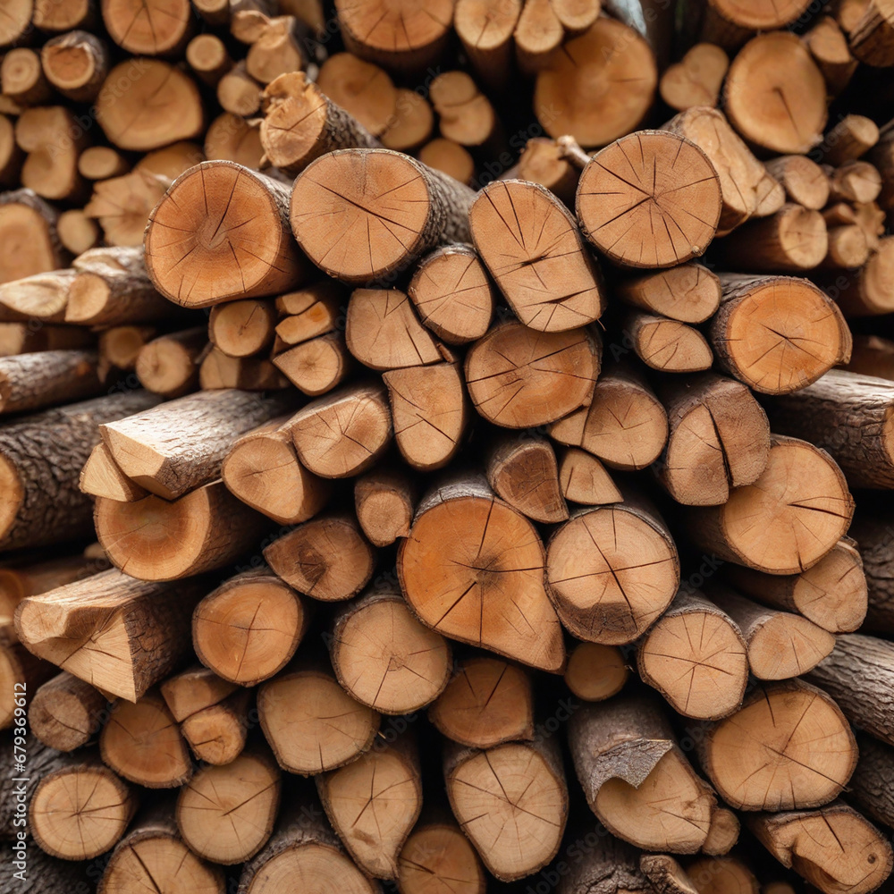 Wall of stacked wood logs as background Wall of stacked wood logs as background