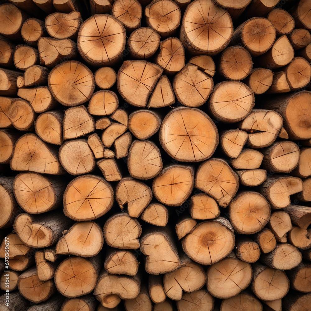Wall of stacked wood logs as background Wall of stacked wood logs as background