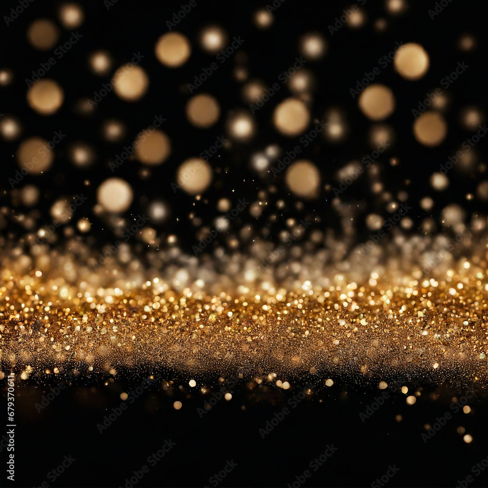 Shiny flow of glitter particles and bokeh golden shiny background on dark backdrop
Shiny flow of glitter particles and bokeh golden shiny background on dark backdrop