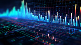 Market graph and chart, abstract holographic background
