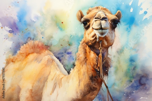 watercolor Camel Watercolor realistic camel desert