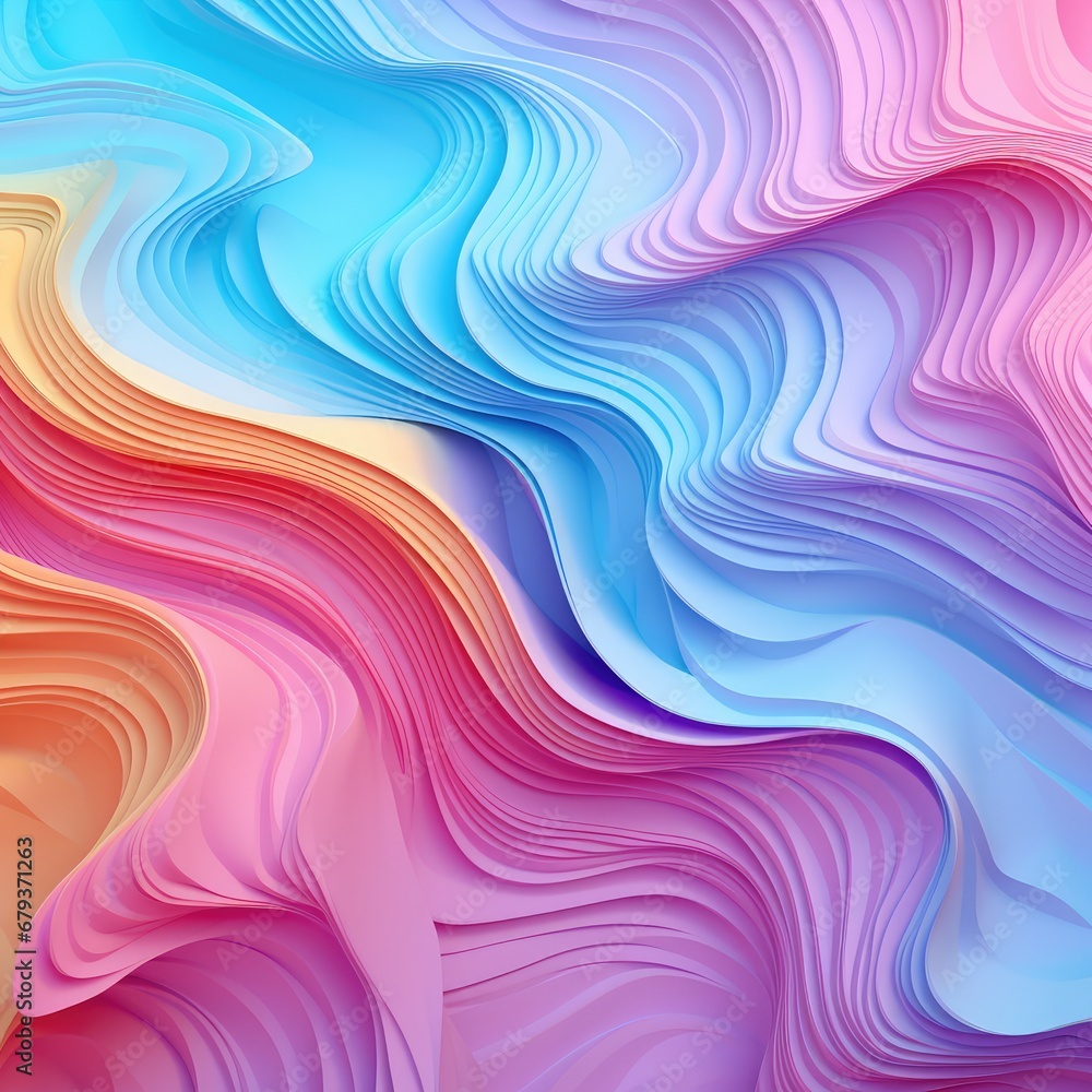 Colorfully pastel wavy 3D backgrounds