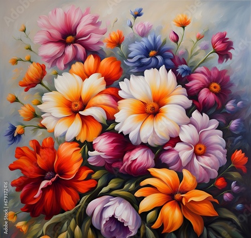 beautiful flower oil painting