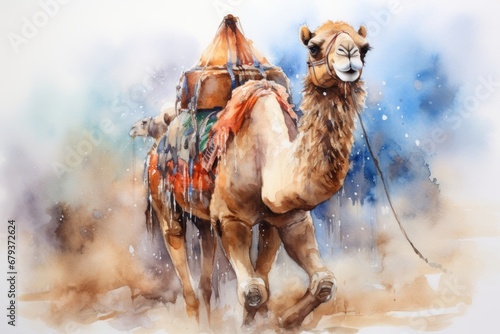 watercolor Camel Watercolor realistic camel desert
