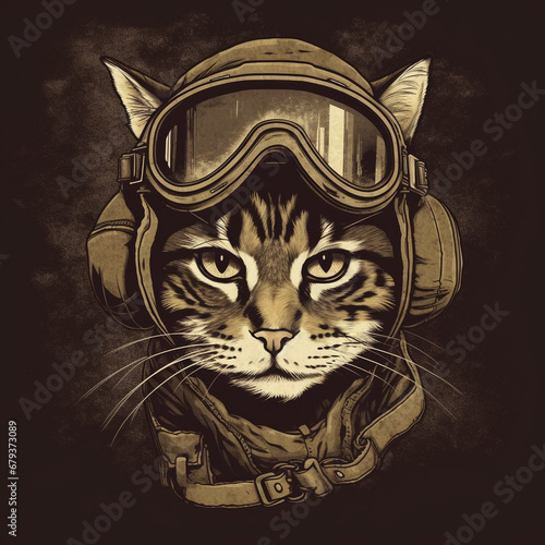 The cat's a military pilot. AI Generated ©  iiulia