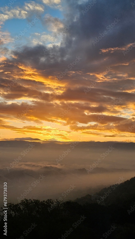 sunset over the valley