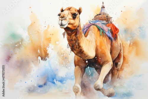 watercolor Camel Watercolor realistic camel desert