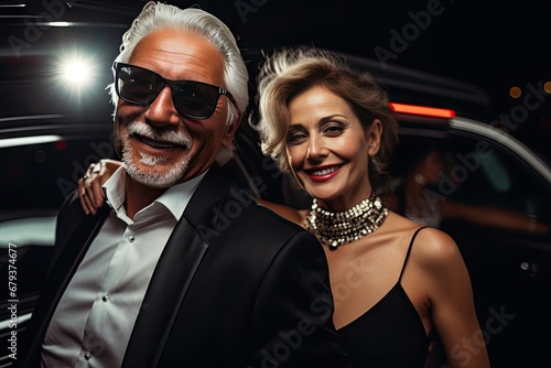 beautiful rich and old couple in suit