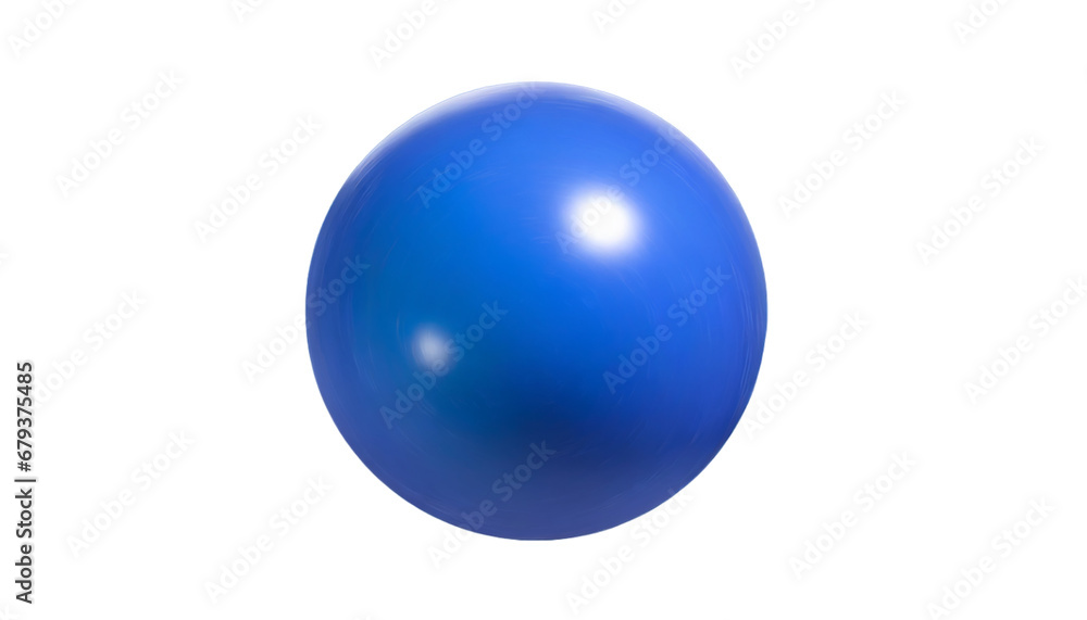 Round blue ball on transparent background