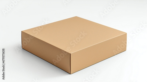 Flat brown cardboard box blank mockup. Generative ai