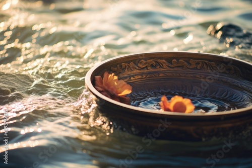 Harmonic Resonance Vortex: Experience a vortex of harmonic resonance as the Indian singing bowl generates healing vibrations, fostering a sense of peace and well-being photo