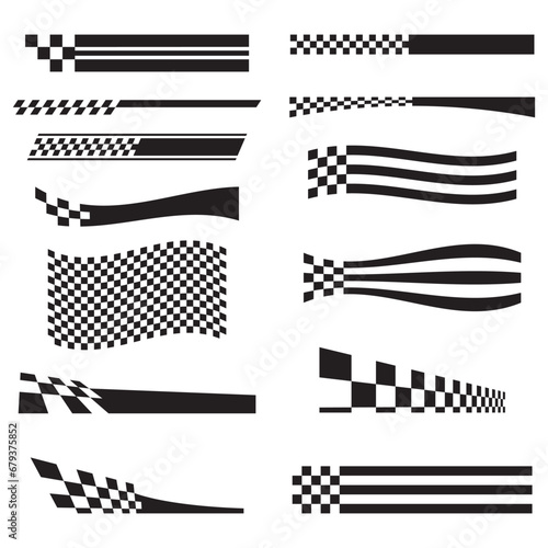 Collection of checkered flag vehicle wrap vinyl stickers various shape