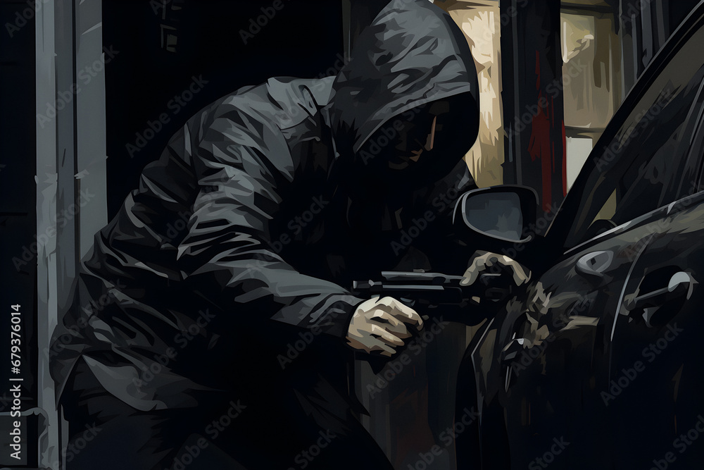 Car Theft, mask stealing car, street thief, Street criminal, gang city, Criminal Abduction