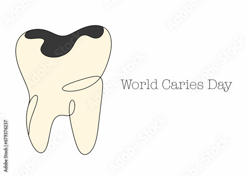 Caries. Disease. Tooth. One line