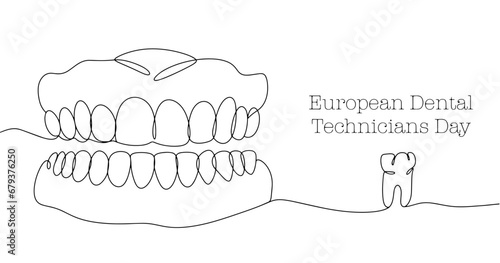 Jaw. Teeth. Dental Technician. One line photo