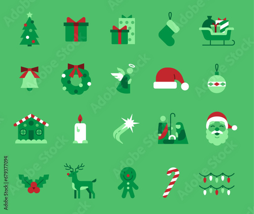 A set of icons related to the Christmas.