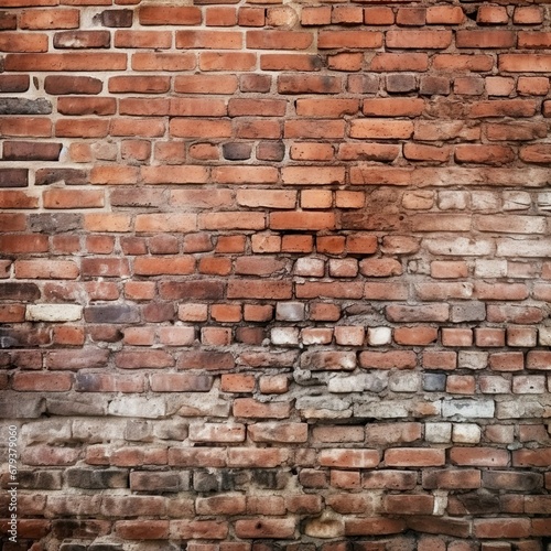 Old red brick wall background  wide panorama of masonry. - Generative AI