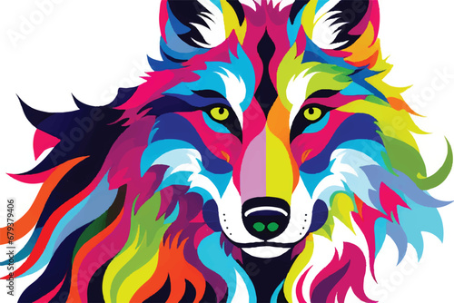 Wolf Abstract art. .A colorful wolf's head. a close up of a wolf's face. Portrait of a Wolf. Wolf wallpaper and background. Wolf Colorful abstract art. Beautiful display of wolf face. 
