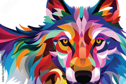 Wolf Abstract art. .A colorful wolf's head. a close up of a wolf's face. Portrait of a Wolf. Wolf wallpaper and background. Wolf Colorful abstract art. Beautiful display of wolf face. 