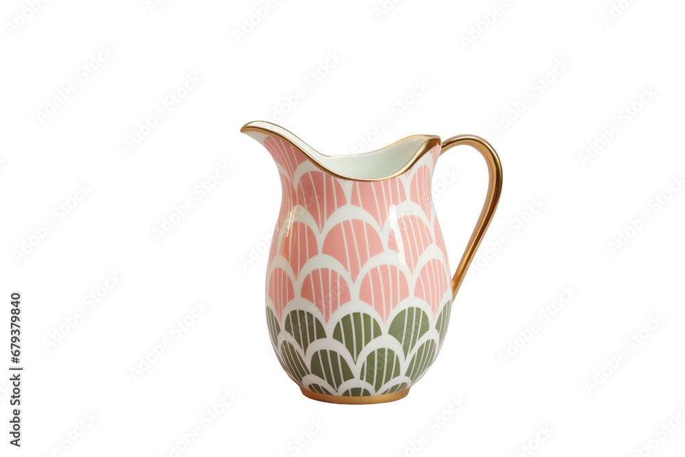 A Pink and Gold Fusion: A Harmonious Blend of Colors and Styles in a Decorative Pitcher