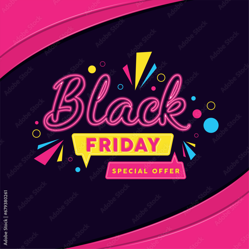 Black friday neon background Vector illustration Black friday neon background Vector illustration
