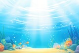 underwater shot of sun rays penetrating ocean surface