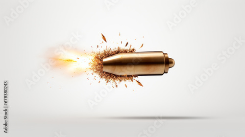 Photographie Bullet in slow motion, leaving trail of fire, smoke and debris behind it