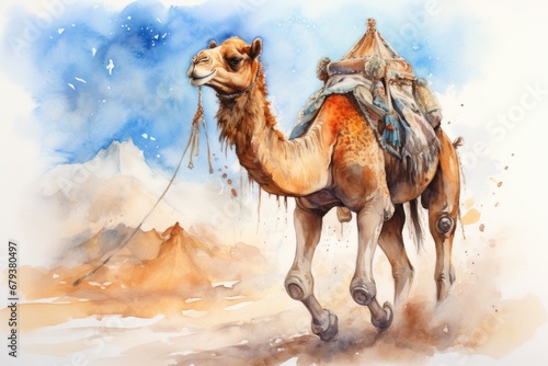 watercolor Camel Watercolor realistic camel desert