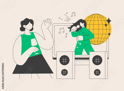 Virtual concert abstract concept vector illustration.