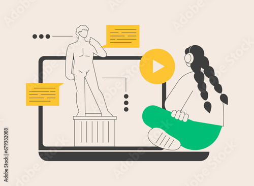 Online museum tours abstract concept vector illustration.