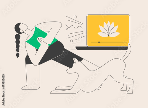 Home yoga abstract concept vector illustration.