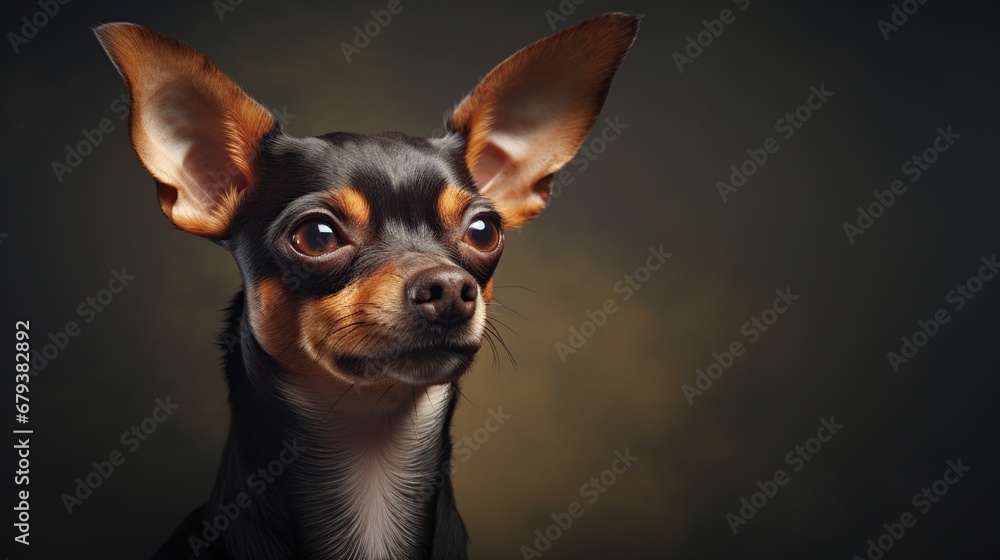Portrait a dog face animal pet on studio dark background