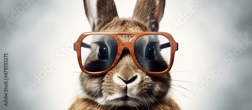 Cute stylist rabbit in Sunglasses isolated white background
