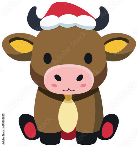 Cute Christmas Santa Highland Cow
