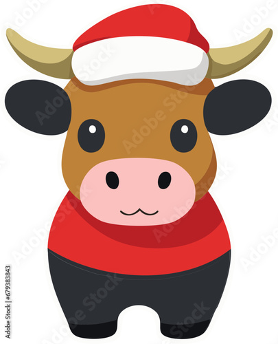 Cute Christmas Santa Highland Cow