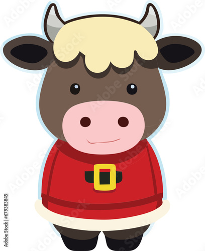 Cute Christmas Santa Highland Cow