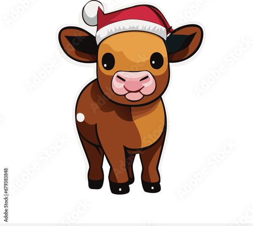 Cute Christmas Santa Highland Cow