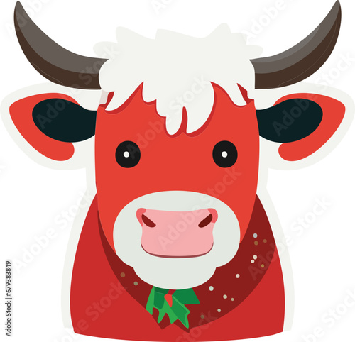 Cute Christmas Santa Highland Cow