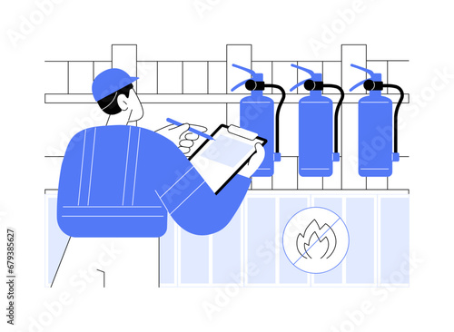 Fire inspection abstract concept vector illustration.