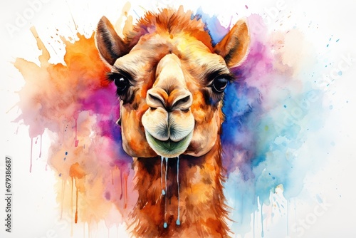 watercolor Camel Watercolor realistic camel desert