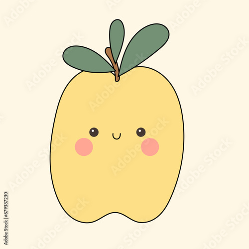 Fruit Cute Kawaii Character Retro Funny Silhouette Minimalist Doodle Symbol Element Icon Pattern Background