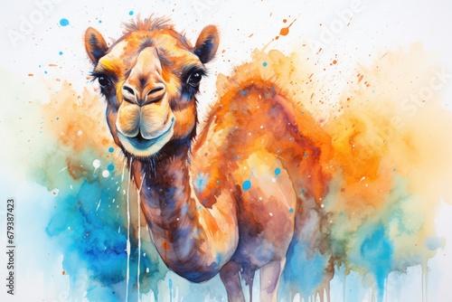 watercolor Camel Watercolor realistic camel desert