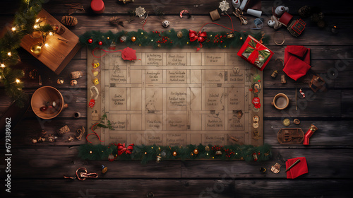 A Christmas-themed escape room board game with clues and puzzles.