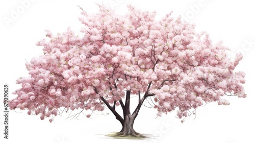 rose/pink cherry blossom in spring, isolated with white background © s06-AI