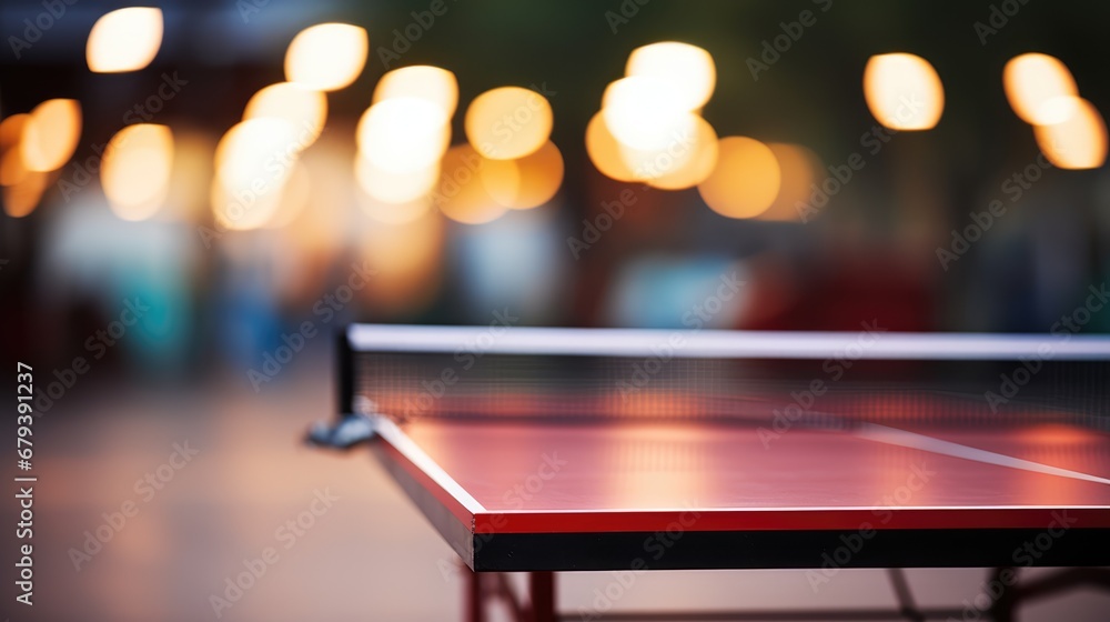 Ping pong table, sport hall. Table tennis. Background for sporting events