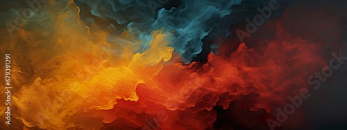 Vivid Harmony: Colorful Orange and Blue Background - Light Black and Bronze Aesthetic with Image Noise and Screen Tones, Web Banner